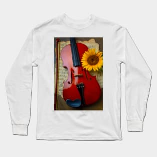 Garden Sunflower And Violin Long Sleeve T-Shirt